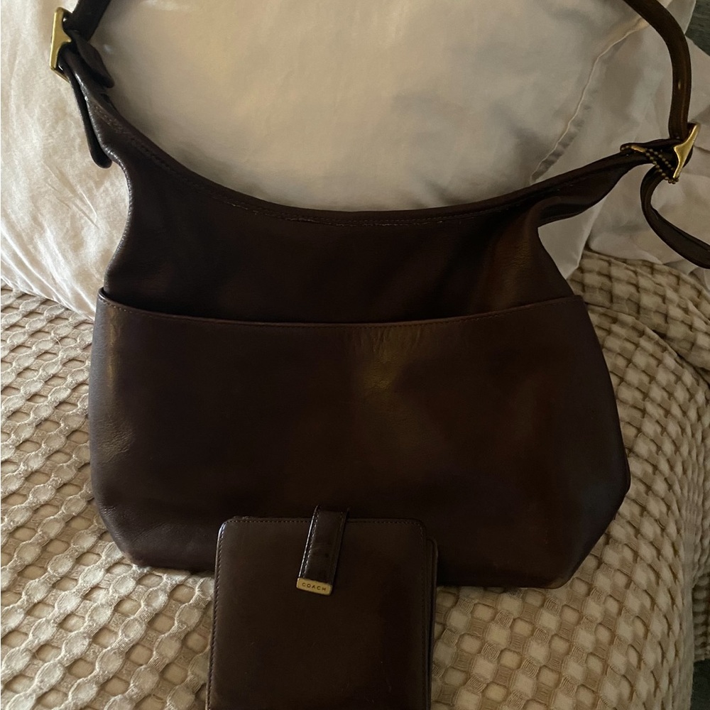 Coach Dark Brown Leather Shoulder Bag
